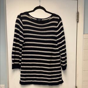 Chaps Navy & White Striped Crewneck Sweater